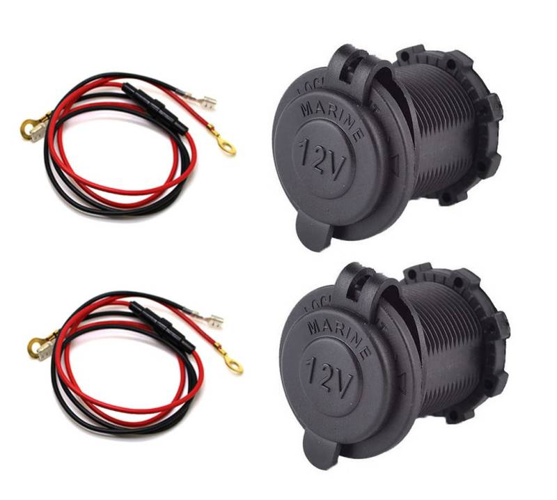 2pcs Zigarettenanzünder Waterproof Marine-Grade 12 V / 24 V DC Cigarette Lighter Socket for Boat, Motorcycle, Car, with 0.6 m Connection Cable von 通用