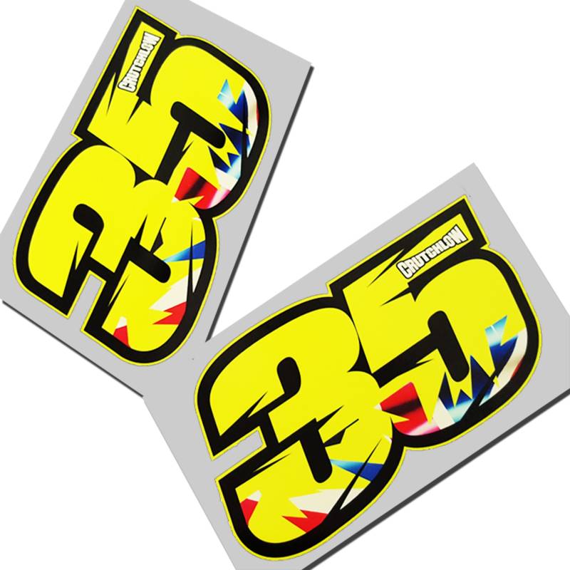 ! Aufkleber „Cal Crutchlow 35“, fluoreszierende Grafik, 2 x groß von !