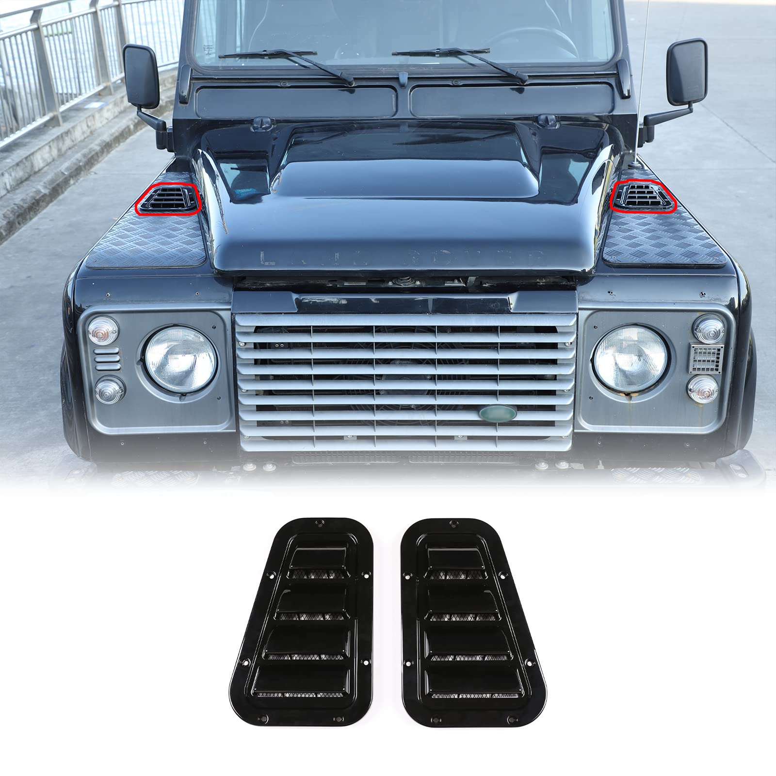 通用 Auto-Fronthaube, Kotflügelblende, Haube, Lüftungsschlitz, Umrüstung für Land Rover Defender 90/110 von 通用