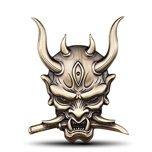 通用 Ghost Fangs Krieger Schädel Samurai Krieger Metall Auto Aufkleber Japanische Samurai Aufkleber Teufel Tod Emblem für Auto Motorrad von 通用