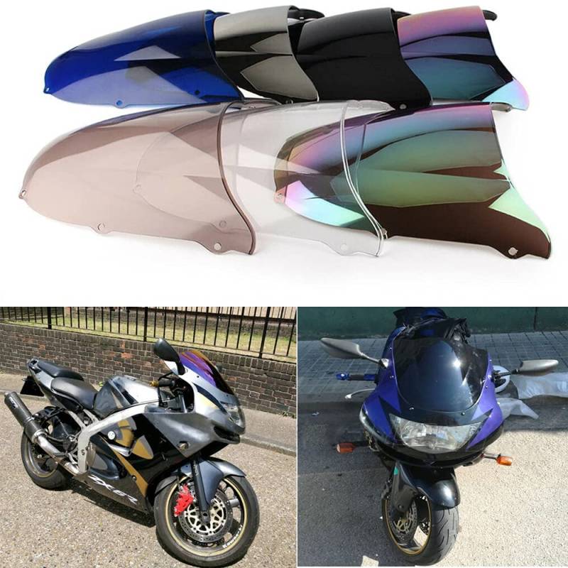 Motorrad-Windabweiser mit doppelter Blase für Kawasaki Ninja ZX6R 1998-1999, Chrom von 通用