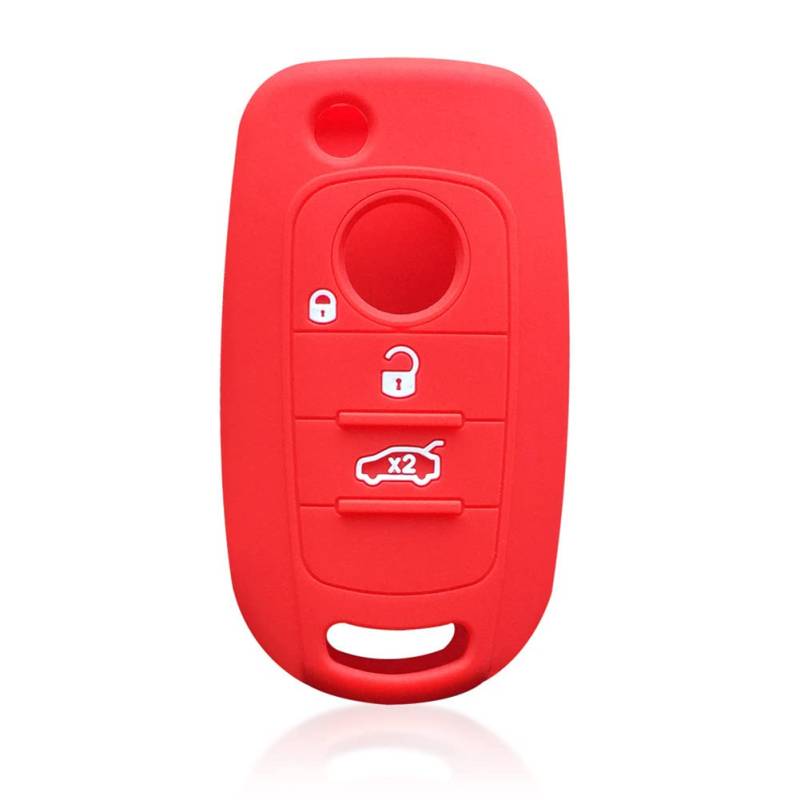 Otai Car Key Cover Silicone Case Compatible with FIAT Tipo Toro Freedom 500X Doblo Cargo Nuovo Grazie Remote Control Sleeve 3/4 Button (Rot 3 Tasten) von 通用