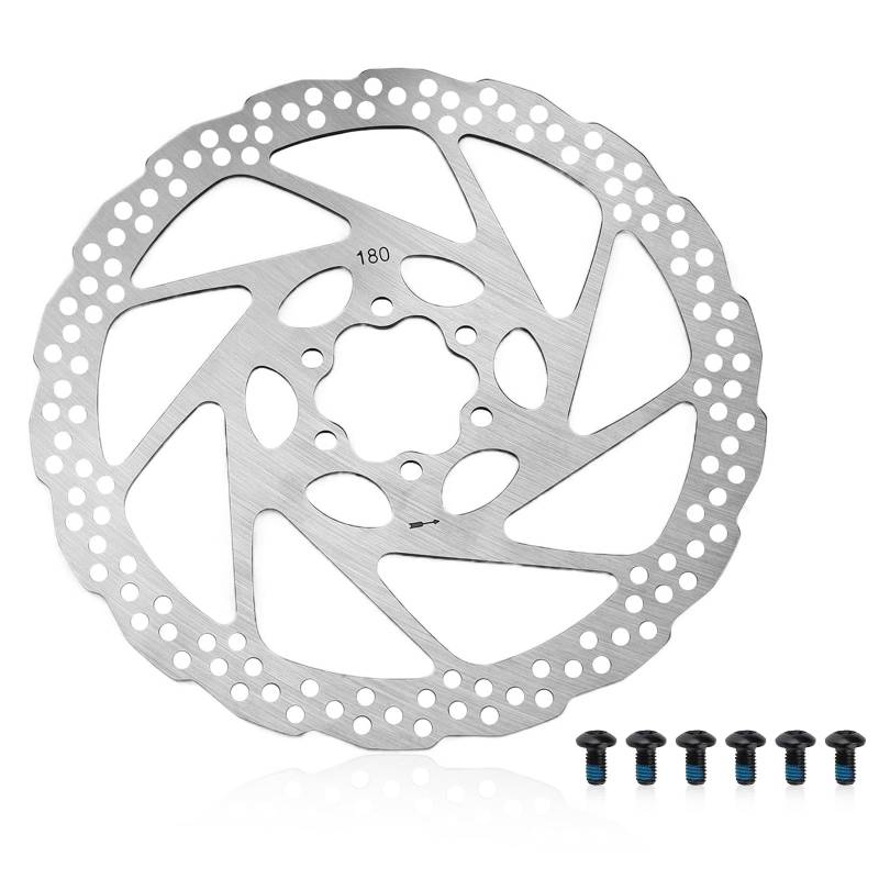 0XBIT 180 mm Bremsscheiben Fahrrad, 1cr13 Edelstahl Bremsscheibe, 6 Löcher Fahrrad Bremsscheibe, Relativer Lochabstand 44 Mm, Geeignet für Mountainbikes und Rennräder von 0XBIT