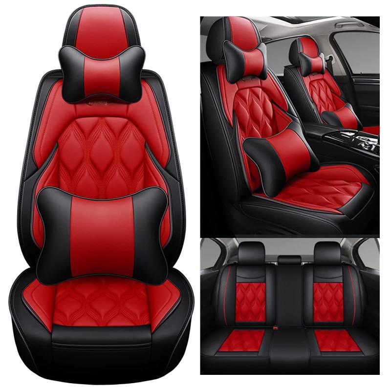 0beilita Sitzbezüge Auto Autositzbezüge Universal Set für Volkswagen Passat B6 Golf 4 Golf 5 Passat B5 Golf 7 Tiguan Polo Golf Mk4 Passat B8 VW Golf 5 VW Golf 6 Auto Zubehör, Roter Luxus von 0beilita