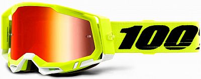 100 Percent Racecraft 2 S22, Crossbrille verspiegelt - Neon-Gelb/Schwarz/Weiß Rot-Verspiegelt von 100 Percent