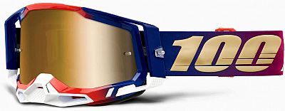 100 Percent Racecraft 2 United S22, Crossbrille verspiegelt - Rot/Weiß/Blau Gold-Verspiegelt von 100 Percent