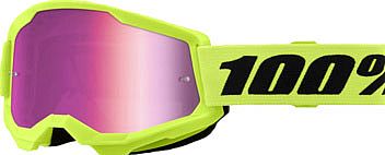 100 Percent Strata 2 Neon Yellow, Crossbrille verspiegelt - Neon-Gelb/Schwarz Pink-Verspiegelt von 100 Percent