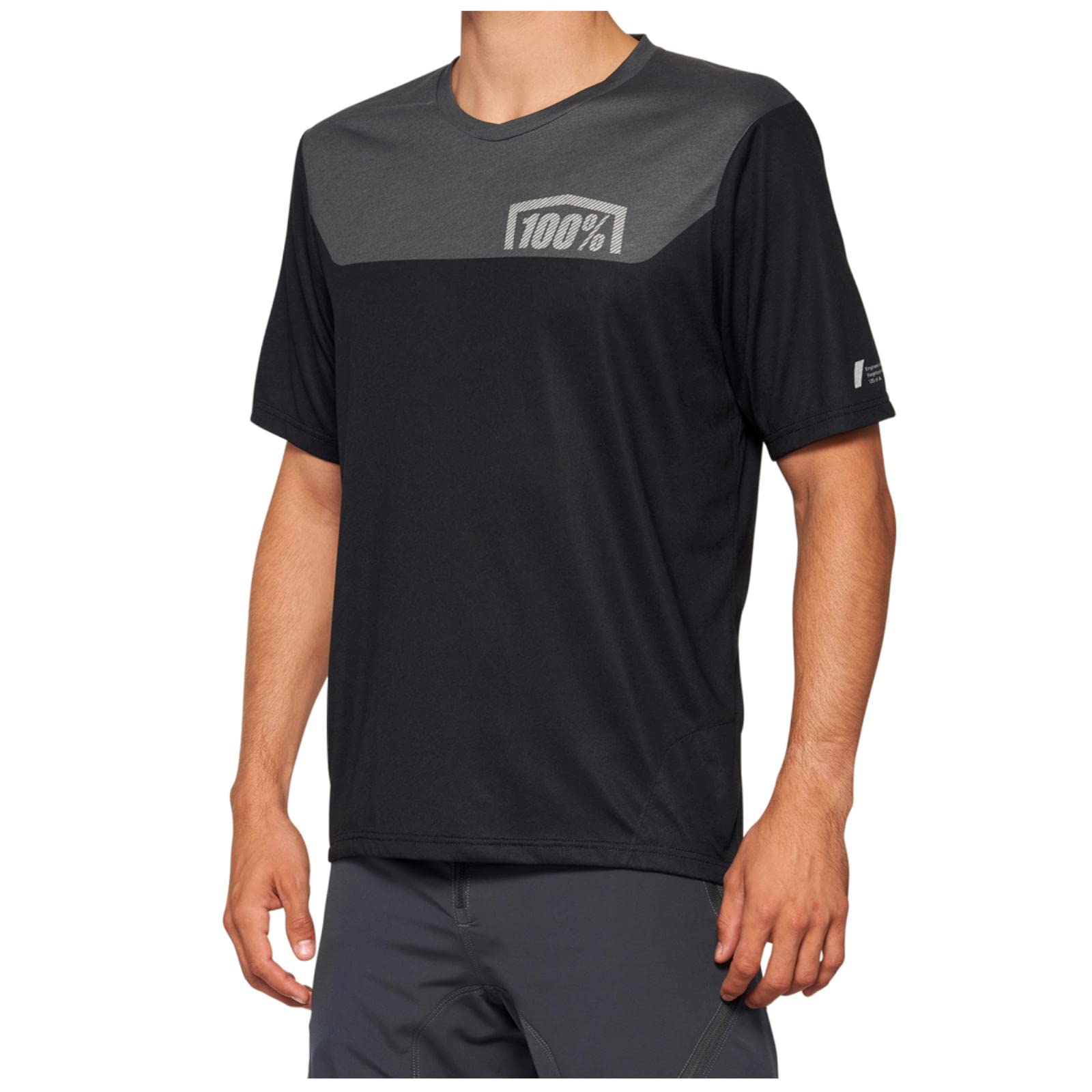 100% MTB WEAR Unisex Airmatic Short Sleeve Jersey Schwarz/Kohlegrau-S T-Shirt, grau, L/XL von 100%