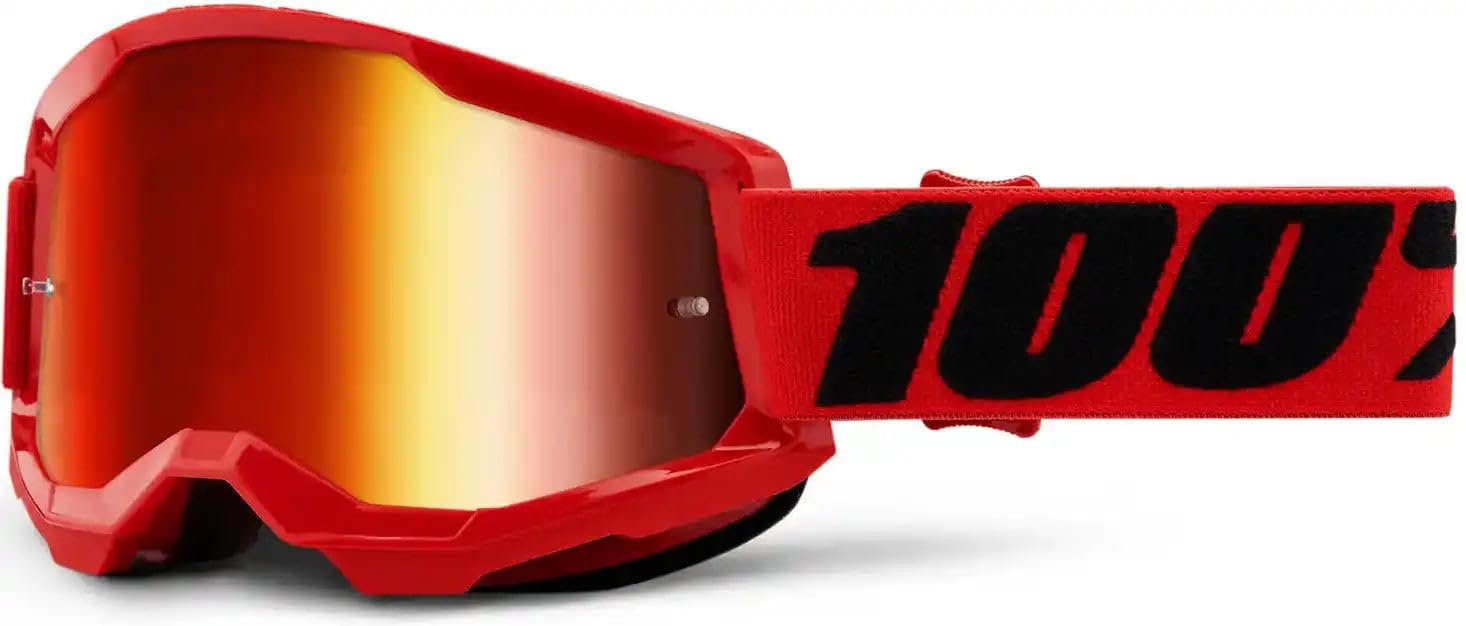 100% Strata 2 Fahrradbrille, Rot, verspiegelte Gläser in Rot von 100%