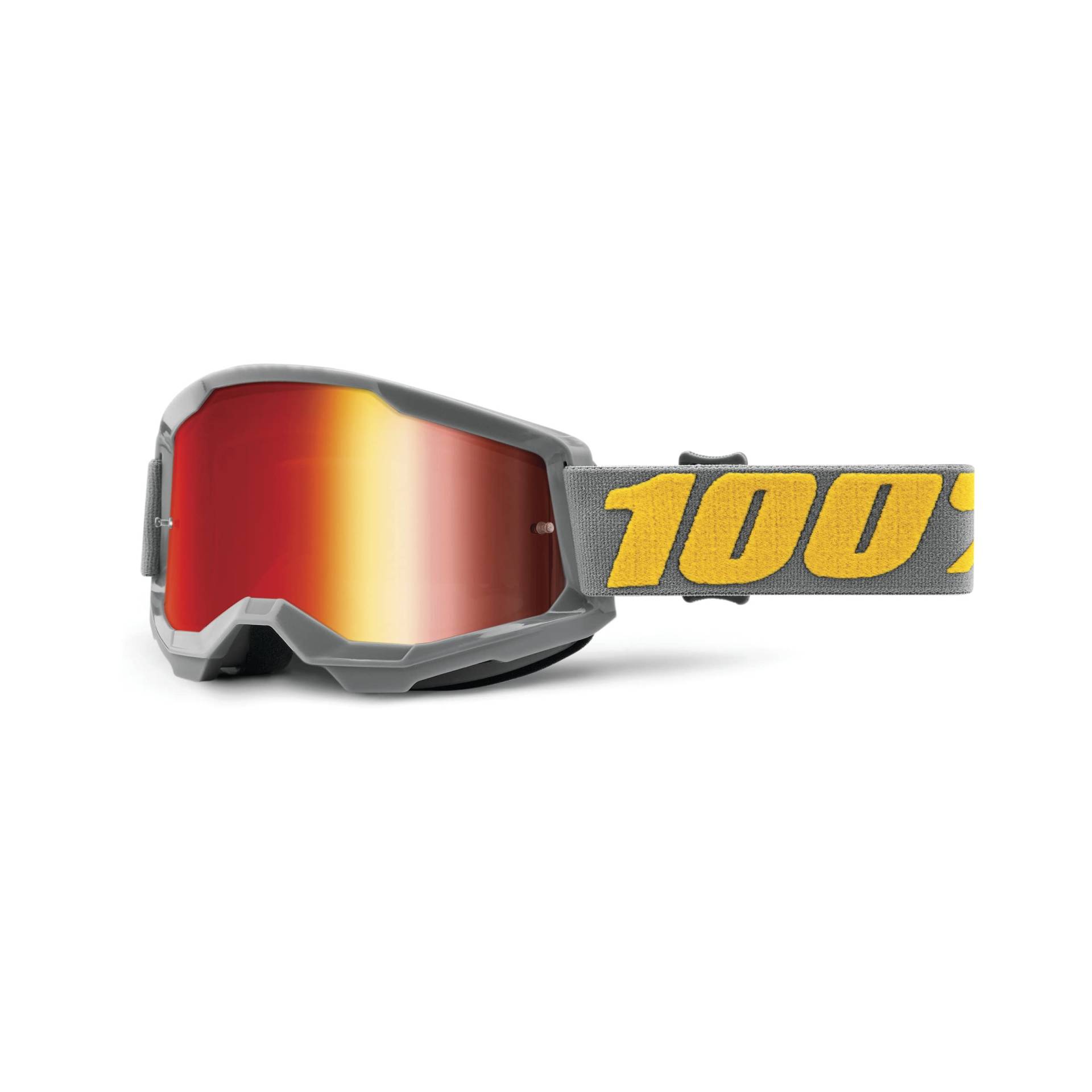 100% Strata 2 Izipizi Radbrille, Grau/Gelb, Spiegelglas Rot von 100%