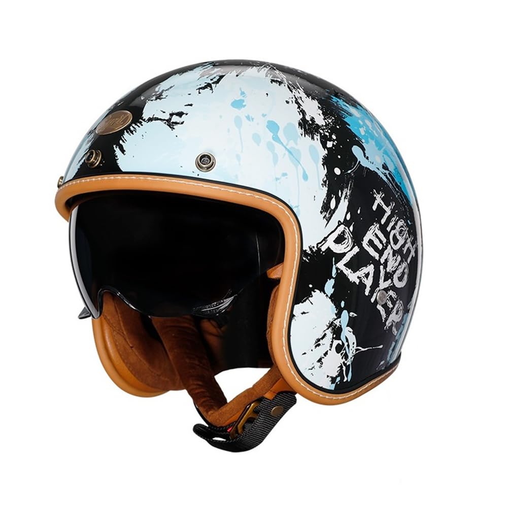 3/4 Helm Herren Jugend Scooter Motorradhelm Retro Herausnehmbares Futter Sportbikes Motorradhelme für offenes Gesicht Motorradhelm Sonnenschutz ABS von 100junzidao