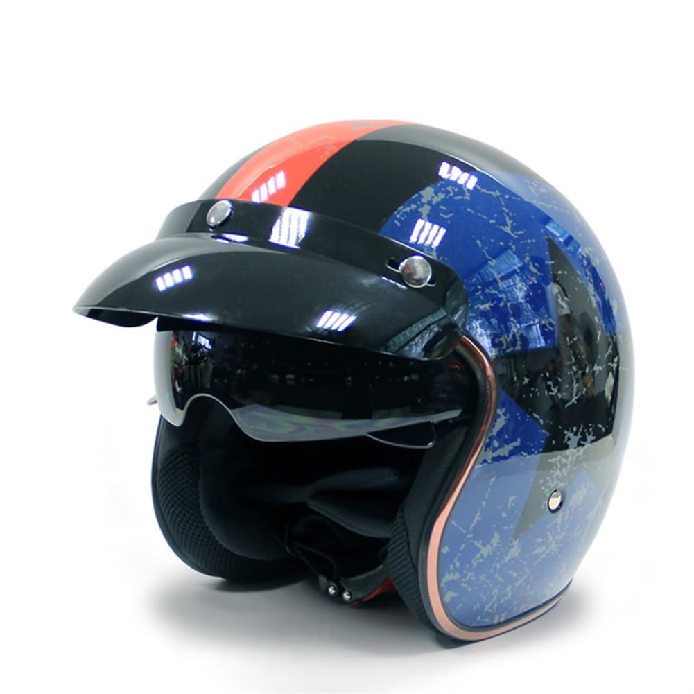 3/4 Helm Krempe Ganzjahres-Roller Motorrad Herren Erwachsene Abnehmbares Futter Scooter Motorradhelm Abs Ece Omologato Offener Helm für Motorradhelm Cafe Racer von 100junzidao