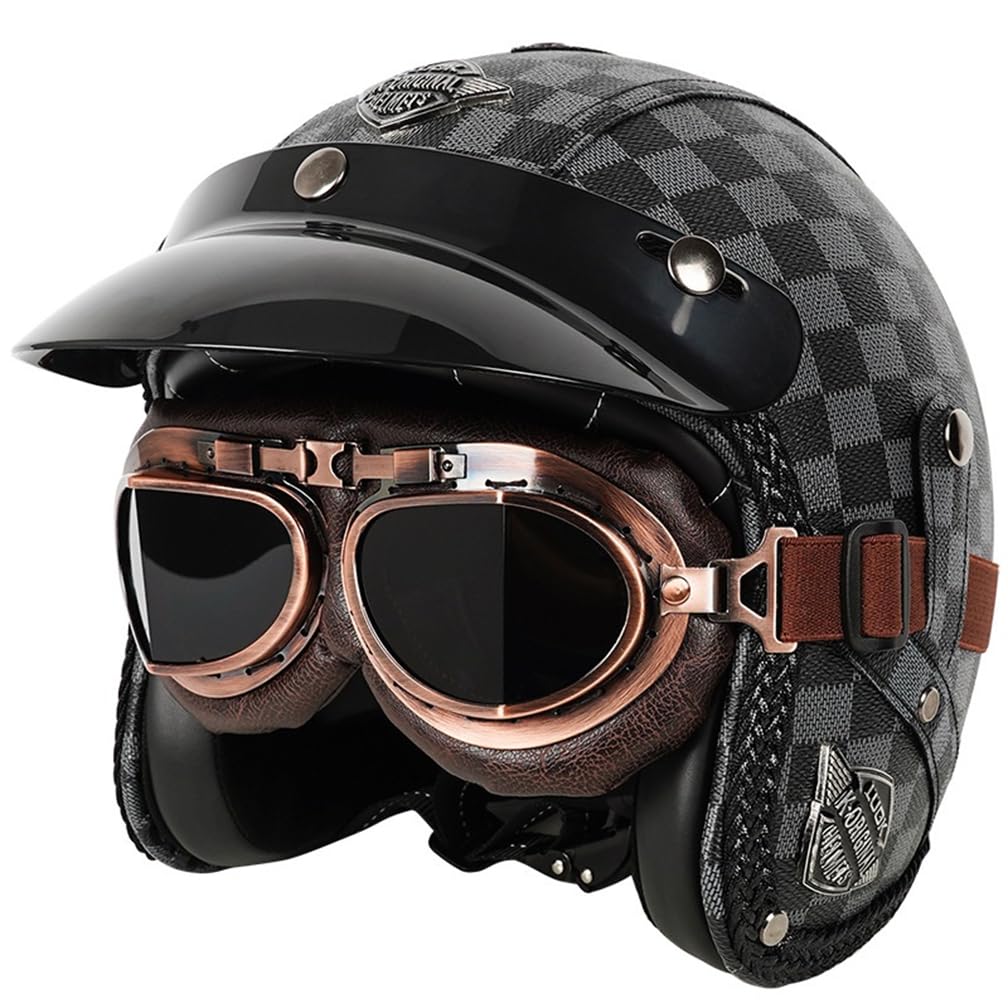 3/4 Helm Moto Bike Vier Jahreszeiten Abs Herausnehmbares Innenfutter Ganzjährig È Omologato Eur Krempe Farbig Spiegel Retro Wasserdicht Liebhaber von 100junzidao