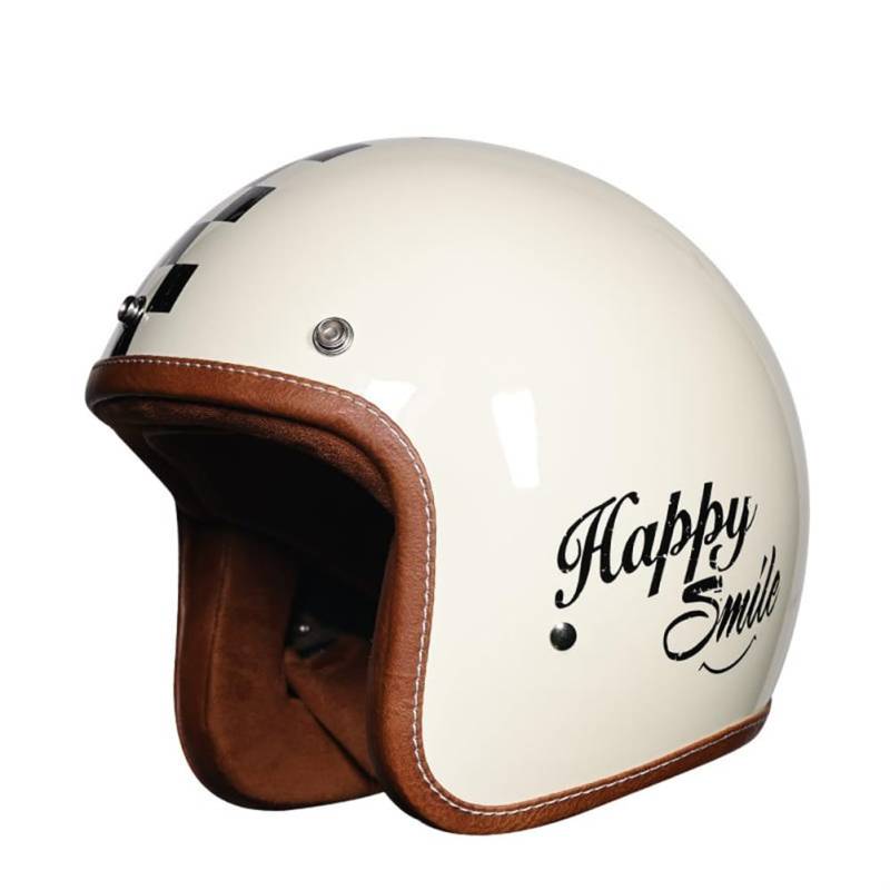 ABS Ganzjahres-3/4-Helm Damen Motorradhelm Leder Touring Offene Helme für Motorradhelme Retro British Standard Cruiser Urban von 100junzidao