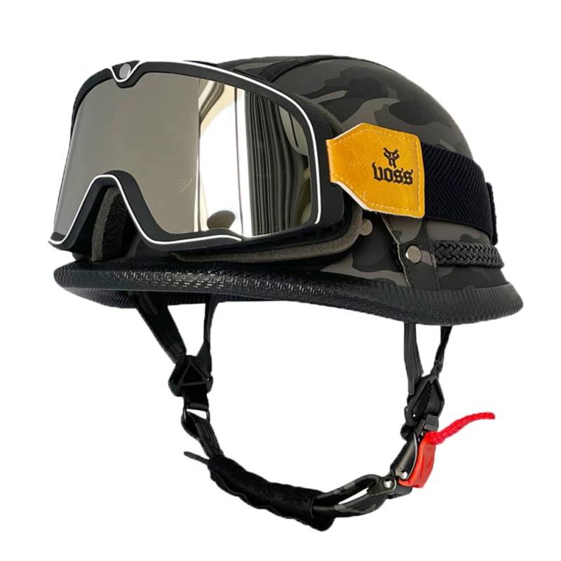 ABS Halbhelme für Motorradhelm für Männer Motorradhelm Herausnehmbares Innenfutter ECE 22.05 Zertifizierte Herren-Windbrille Ganzjahres-Off-Road-Motorrad Ganzjahres von 100junzidao