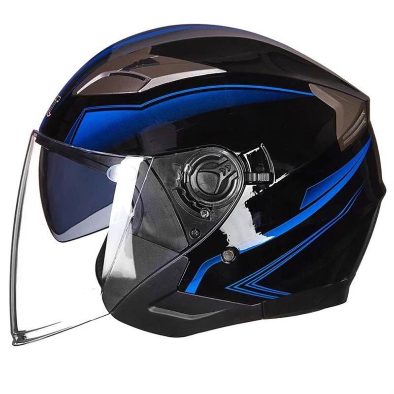 Abnehmbare Auskleidung Leichte Helme mit offenem Gesicht für Oldtimer-Motorrad-Helme Touring-Motorrad-Crash-Helme ABS Ganzjahres-British-Standard-Doppelscheiben-Mann-3/4-Helm von 100junzidao