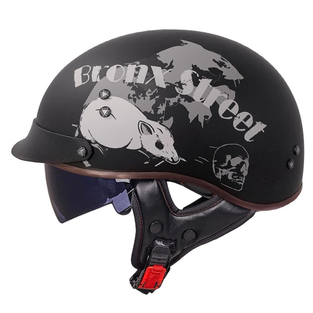 Abnehmbares Futter Scooter Motorradhelm für Scooter Brim Mann Erwachsene Halbhelme für Motorradhelm Ganzjahres-Mountainbike ECE Omologato Endoskopie ABS von 100junzidao