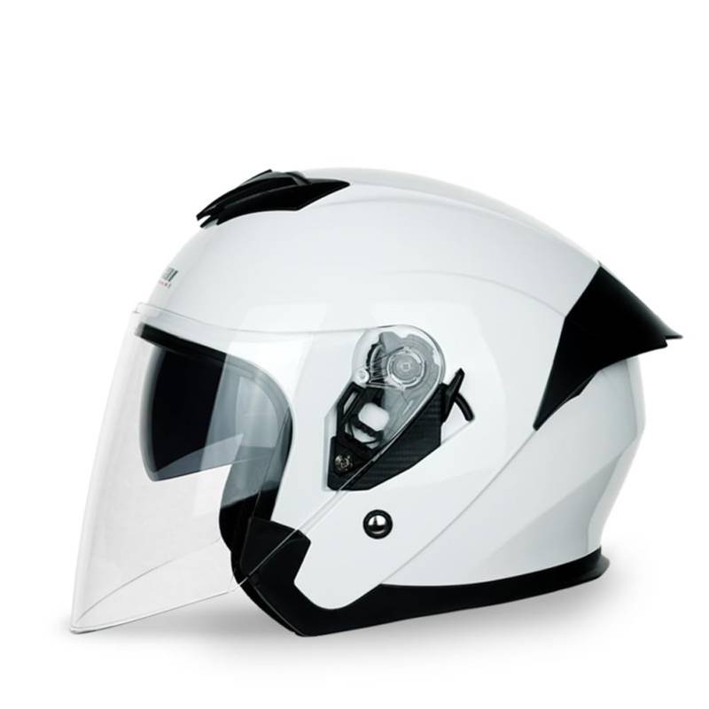 Abnehmbares Futter Sctoop Open Face Helm für Motorradhelm Cafe Racer Off-Road Motorrad Motorradhelm Classic Double Lenses Mens Boys 3/4 Helm British Standard Abs All-Season von 100junzidao