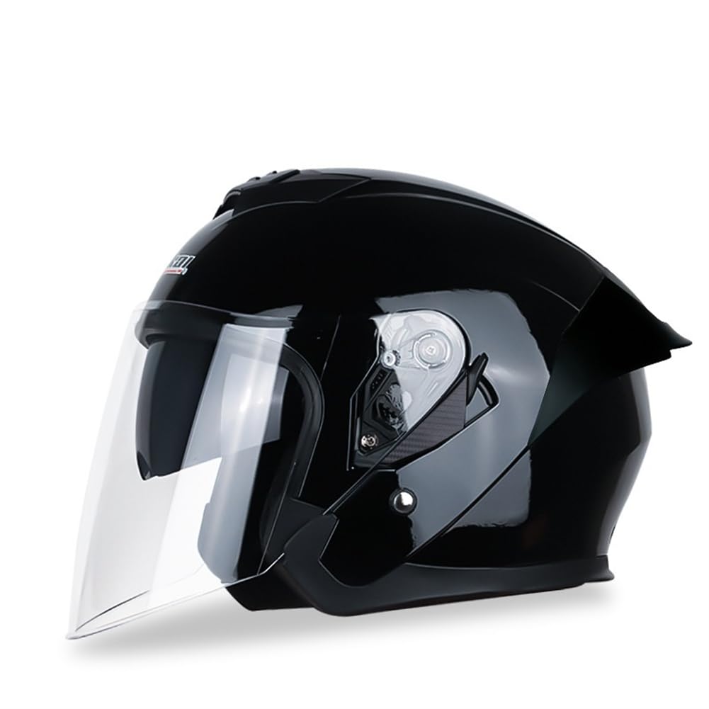 Abnehmbares Futter Sctoop Open Face Helm für Motorradhelm Cafe Racer Off-Road Motorrad Motorradhelm Classic Double Lenses Mens Boys 3/4 Helm British Standard Abs All-Season von 100junzidao