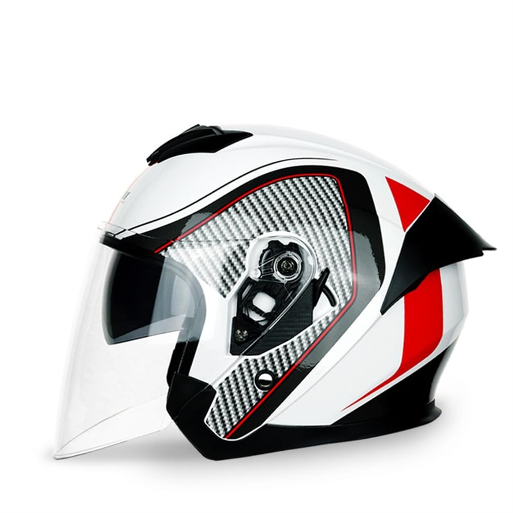 Abnehmbares Futter Sctoop Open Face Helm für Motorradhelm Cafe Racer Off-Road Motorrad Motorradhelm Classic Double Lenses Mens Boys 3/4 Helm British Standard Abs All-Season von 100junzidao