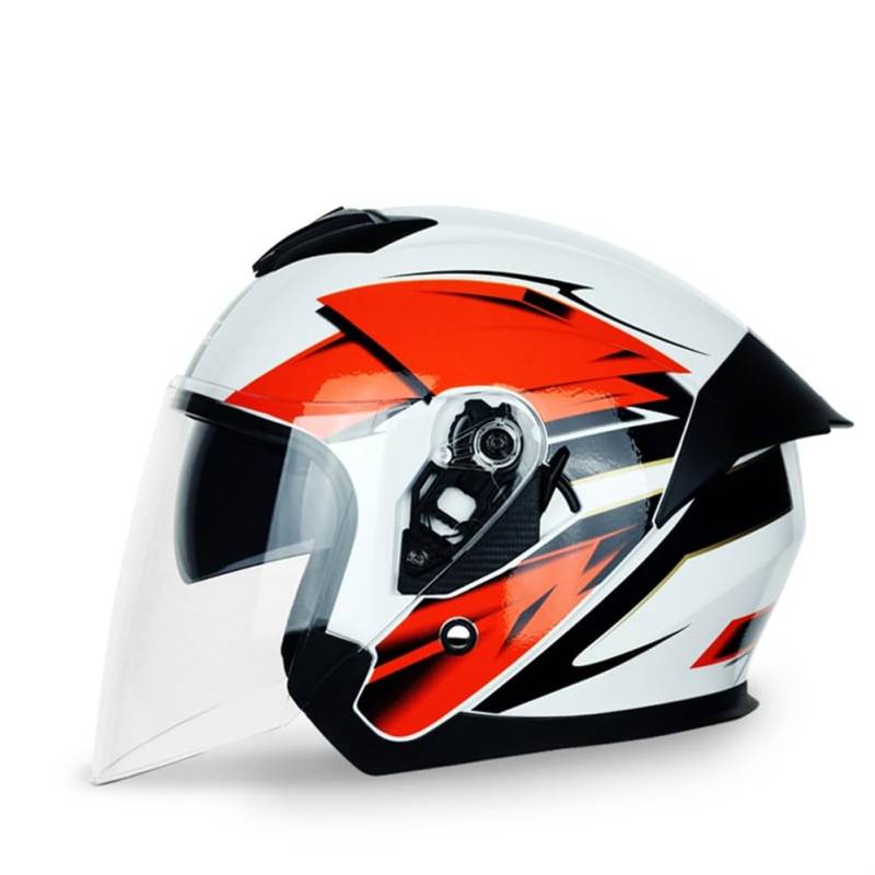 Abnehmbares Futter Sctoop Open Face Helm für Motorradhelm Cafe Racer Off-Road Motorrad Motorradhelm Classic Double Lenses Mens Boys 3/4 Helm British Standard Abs All-Season von 100junzidao