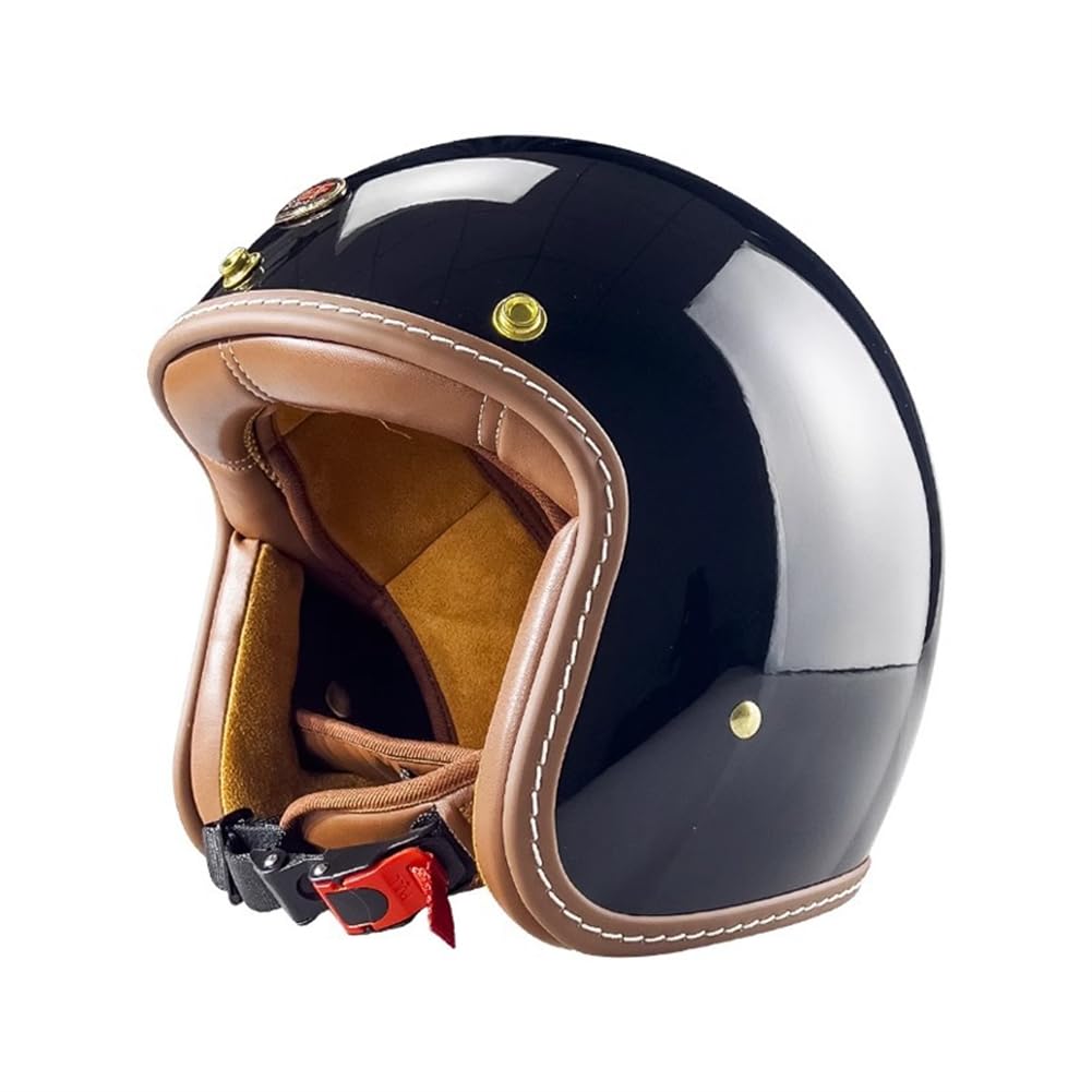 Abnehmbares Innenfutter Offene Helme für Offene Gesicht Motorradhelm Retro Herren 3/4 Helm Touring Motorrad Capacete Motorrad Ganzjahres Glas und Stahl von 100junzidao