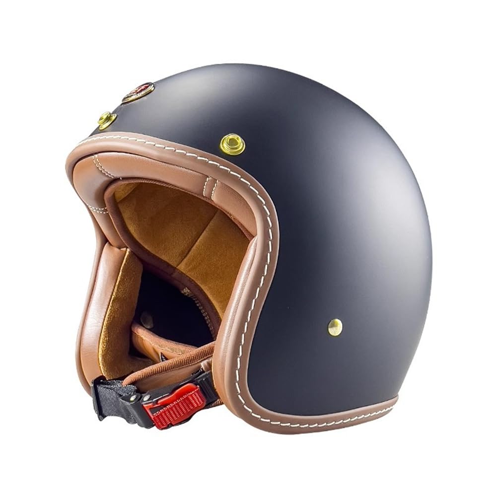 Abnehmbares Innenfutter Offene Helme für Offene Gesicht Motorradhelm Retro Herren 3/4 Helm Touring Motorrad Capacete Motorrad Ganzjahres Glas und Stahl von 100junzidao