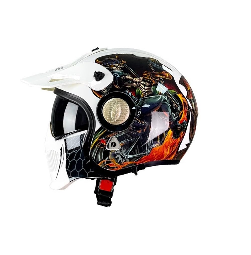 Abnehmbares Innenfutter Offene Helme für Offene Motorradhelme Roter Mann 3/4 Helm Motorrad Offene Helme ABS Ganzjährig Straßenzulassung von 100junzidao