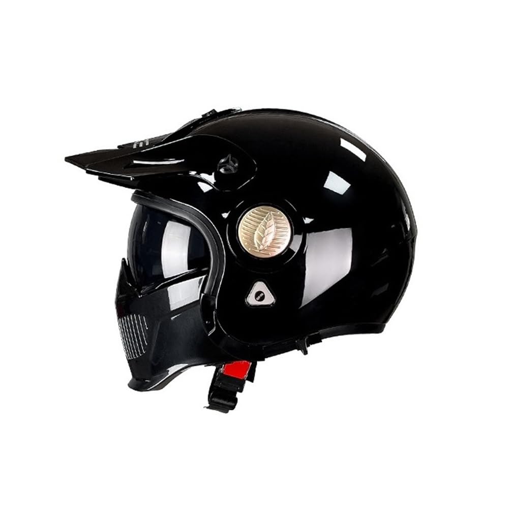 Abnehmbares Innenfutter Offene Helme für Offene Motorradhelme Roter Mann 3/4 Helm Motorrad Offene Helme ABS Ganzjährig Straßenzulassung von 100junzidao