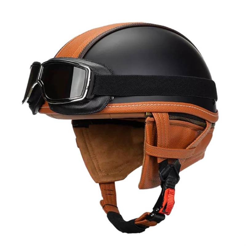 All-Season Karting Motorradhelm für Männer Halbhelme für Motorradhelm für Roller Road Legal Windschutzscheibe Abnehmbares Innenfutter Urban Adult ABS von 100junzidao