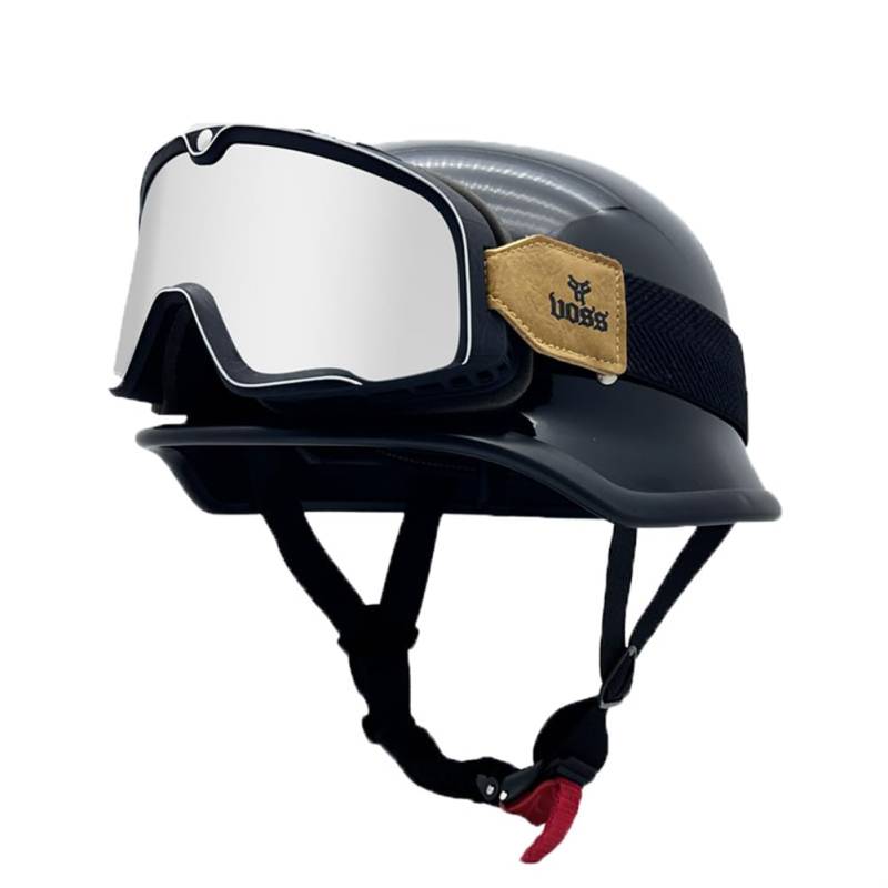 All-Season Road Legal ABS All-Season Motorrad Sturzhelm Retro Herausnehmbares Innenfutter Windschutzscheibe Halbhelme für Motorradhelm Classic Lovers Mountain Bike von 100junzidao