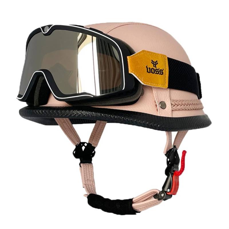 All-Season Scooters Motorrad Halbhelme für Motorradhelm Classic Abnehmbares Futter Sctoop Wind Goggles Frauen Vintage Full Face Motorradhelm ABS Jugend von 100junzidao