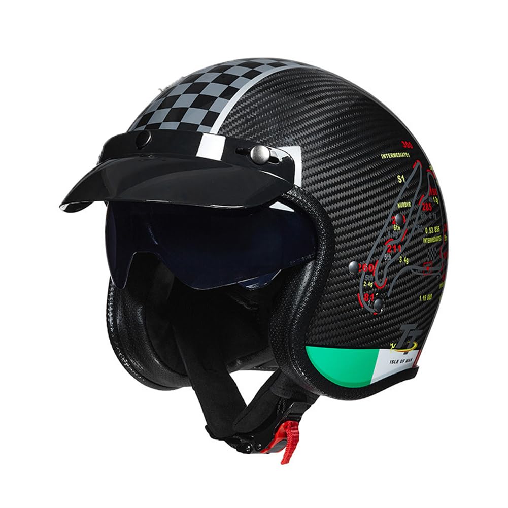 All-Season Touring Scooters Motorrad Open-Face Helme für Crash Helme für Motorräder Herausnehmbares Futter 3/4 Helm Paar Motorradhelm für Frauen Scooter Carbon Fiber Brim von 100junzidao