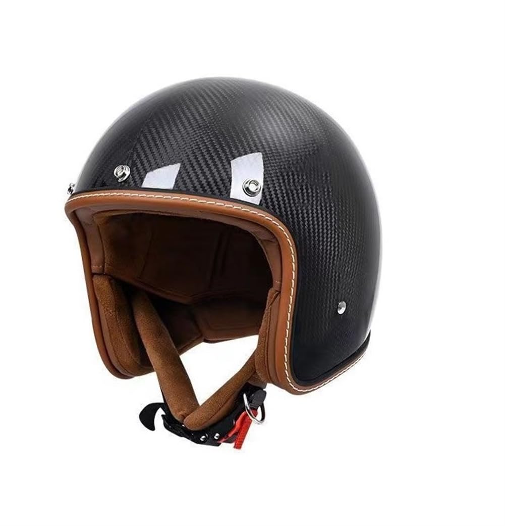 Carbon Fiber All-Season 3/4 Helm leicht und bequem Herausnehmbares Futter Open-Face Helme für Cruiser Motorradhelm Motorradhelm Moto Jugend Touring Scooters Motorrad Moto Bike von 100junzidao