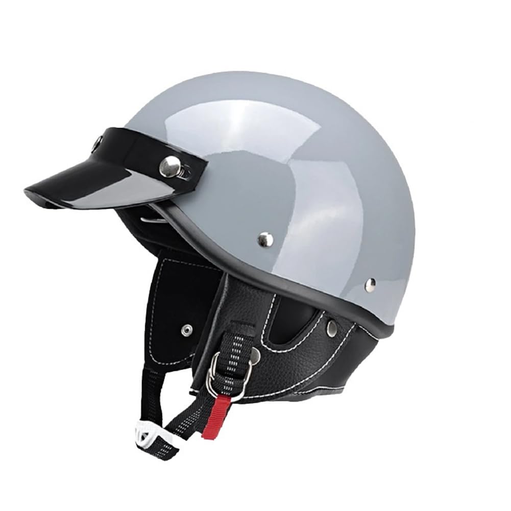 Frauen Helm Motorrad Herausnehmbares Innenfutter Krempe ABS All-Season Halbhelme für Motorradhelm Retro Couple Sctoop ECE 22.05 Certified Touring Scooters Motorrad von 100junzidao