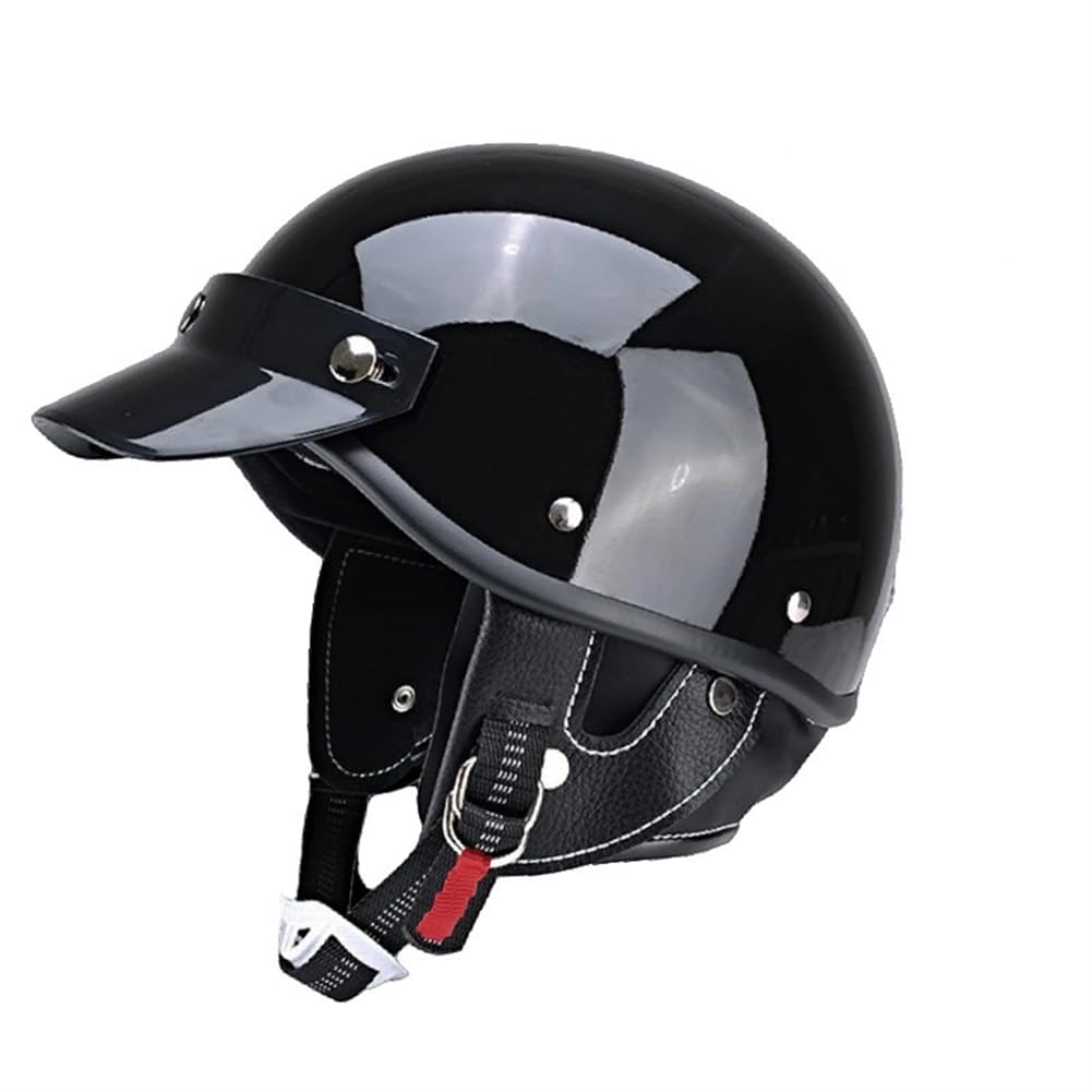 Frauen Helm Motorrad Herausnehmbares Innenfutter Krempe ABS All-Season Halbhelme für Motorradhelm Retro Couple Sctoop ECE 22.05 Certified Touring Scooters Motorrad von 100junzidao