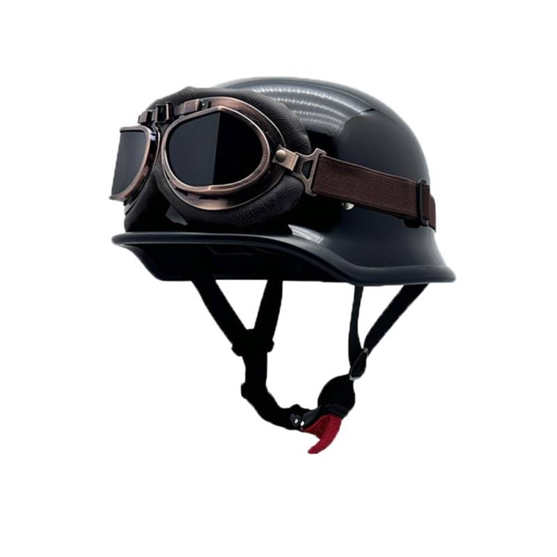 Halbhelme für Motorradhelm Cafe Racer Moto Bike Helmet Men Herausnehmbares Innenfutter British Standard Windschutzscheibe ABS All-Season Racing Sctoop Unisex von 100junzidao