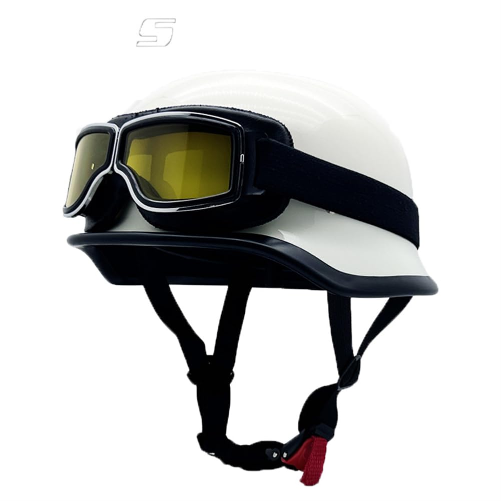 Halbhelme für Motorradhelm Cafe Racer Moto Bike Helmet Men Herausnehmbares Innenfutter British Standard Windschutzscheibe ABS All-Season Racing Sctoop Unisex von 100junzidao