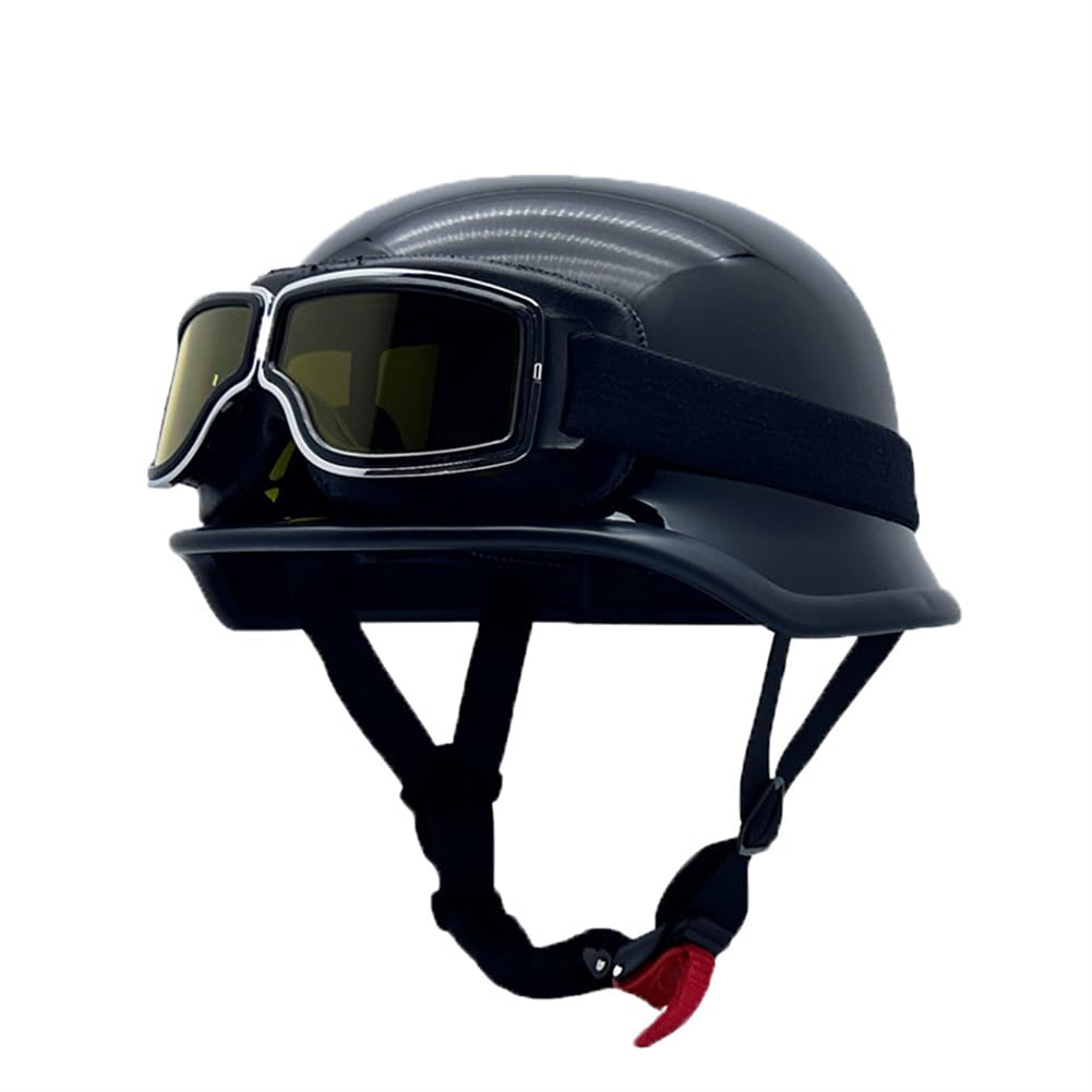 Halbhelme für Motorradhelm Cafe Racer Moto Bike Helmet Men Herausnehmbares Innenfutter British Standard Windschutzscheibe ABS All-Season Racing Sctoop Unisex von 100junzidao