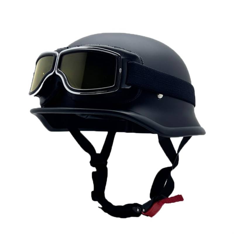 Halbhelme für Motorradhelm Cafe Racer Moto Bike Helmet Men Herausnehmbares Innenfutter British Standard Windschutzscheibe ABS All-Season Racing Sctoop Unisex von 100junzidao