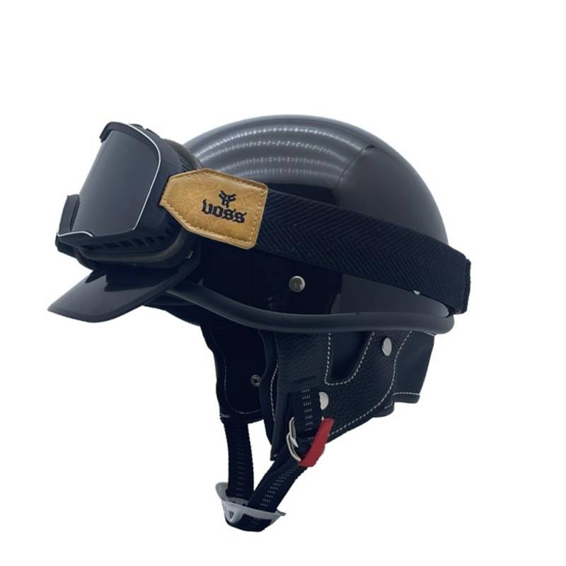 Herausnehmbares Innenfutter Off-Road Motorradhelm Retro Full Face Racing Windschutzscheibe Paar ABS All-Season Halbhelme für Motorradhelm Herren British Standard Brim von 100junzidao