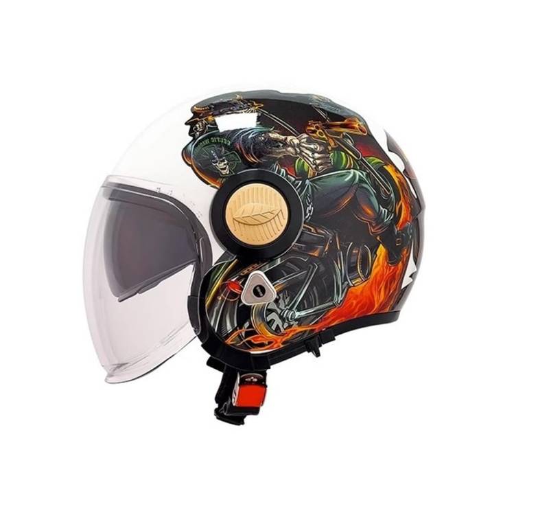 Jugend 3/4 Helm Open Face Motorradhelm È Omologato EUR Offene Helme für Motorradhelm für Roller Ganzjahresmotorrad Roller Motorrad Doppellinsen ABS von 100junzidao