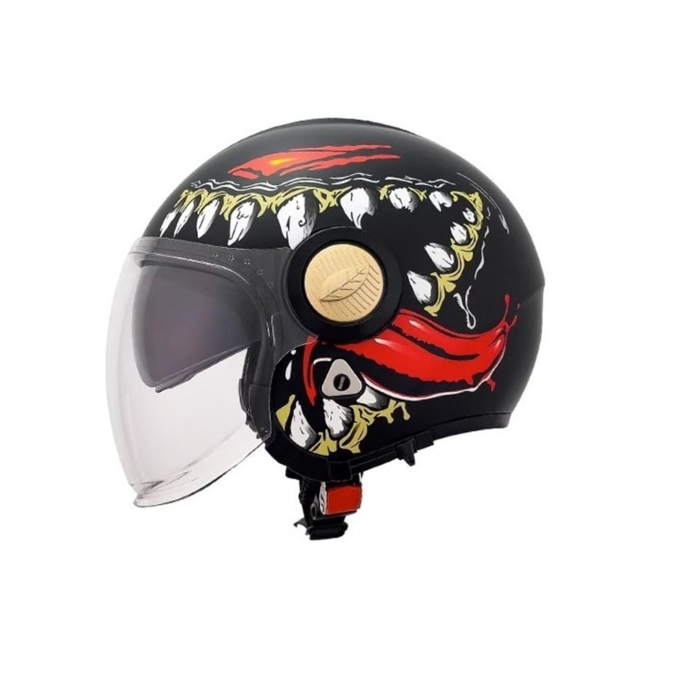 Jugend 3/4 Helm Open Face Motorradhelm È Omologato EUR Offene Helme für Motorradhelm für Roller Ganzjahresmotorrad Roller Motorrad Doppellinsen ABS von 100junzidao