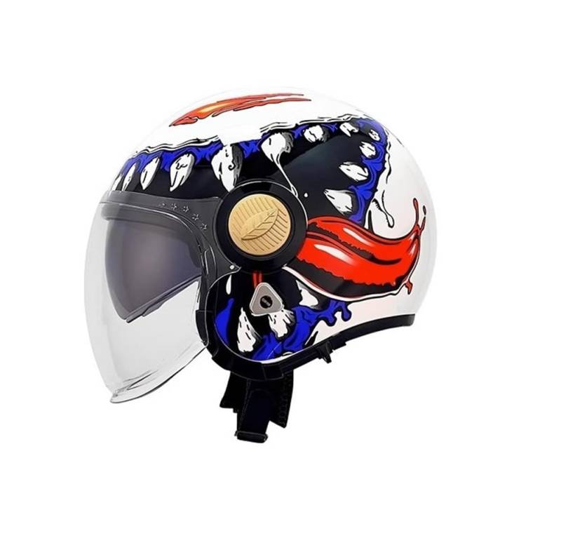 Jugend 3/4 Helm Open Face Motorradhelm È Omologato EUR Offene Helme für Motorradhelm für Roller Ganzjahresmotorrad Roller Motorrad Doppellinsen ABS von 100junzidao