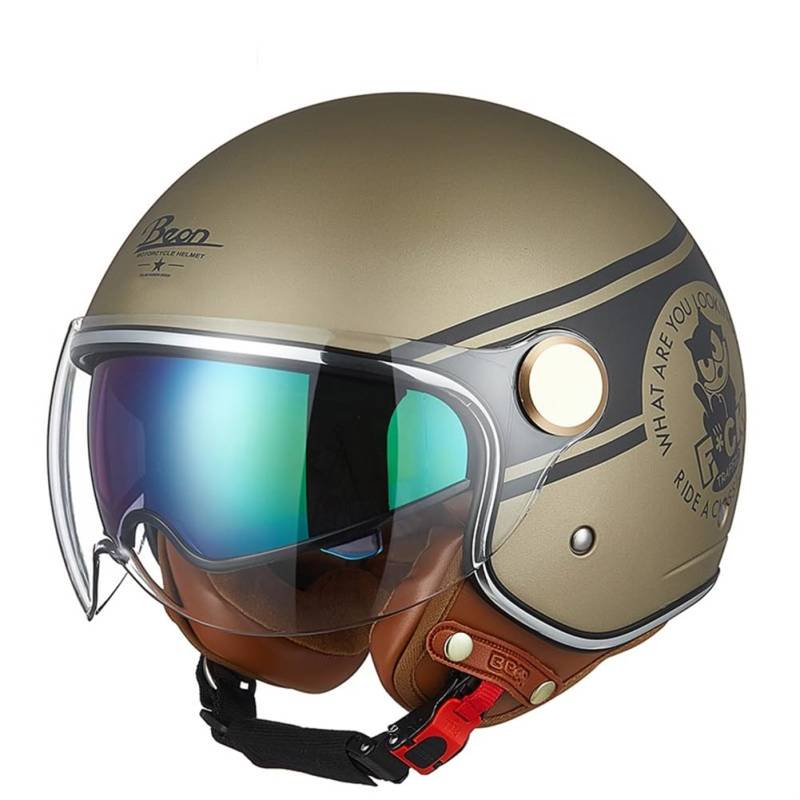 Männlich und weiblich Open Face 3/4 Helm für Beach Buggy All-Season Ventilation Jet Helme Motorrad Double Visor ABS von 100junzidao