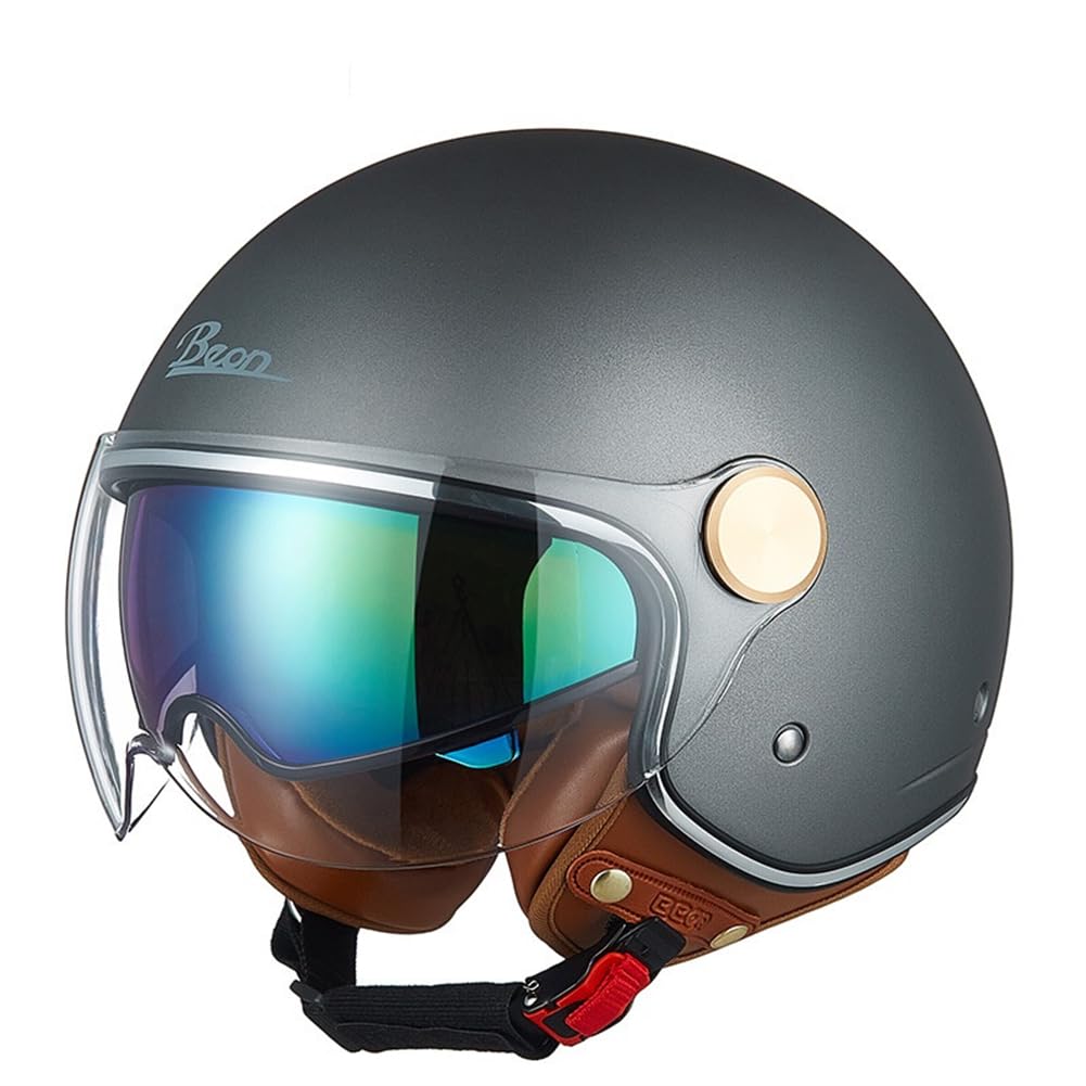 Männlich und weiblich Open Face 3/4 Helm für Beach Buggy All-Season Ventilation Jet Helme Motorrad Double Visor ABS von 100junzidao