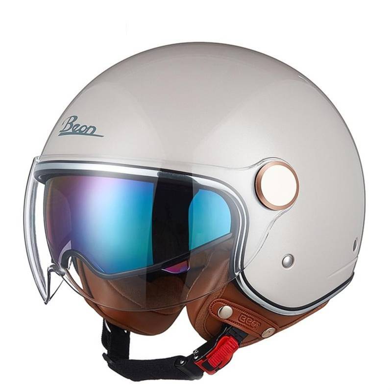 Männlich und weiblich Open Face 3/4 Helm für Beach Buggy All-Season Ventilation Jet Helme Motorrad Double Visor ABS von 100junzidao