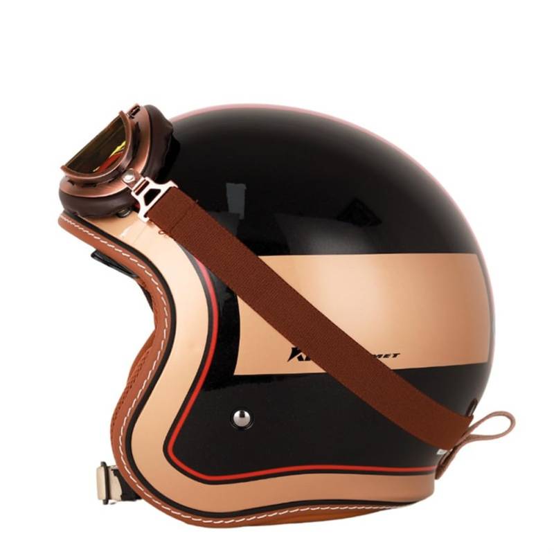 Man Boys Open Face Helm für Motorradhelm für Roller Wind Goggles Cruiser Motorrad Motorradhelm für Roller Ece 22.05 Certified Abs All-Season 3/4 Helm Removable Lining Aviator von 100junzidao