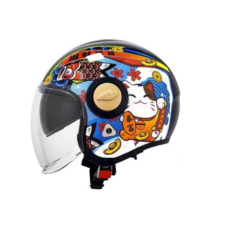 Motesen Motocross Helm Leicht und bequem Offene Helme für Motorradhelm Classic EUR 2205 Uk Road Legal Herren 3/4 Helm Ganzjahres-Mountainbike Doppellinsen ABS von 100junzidao