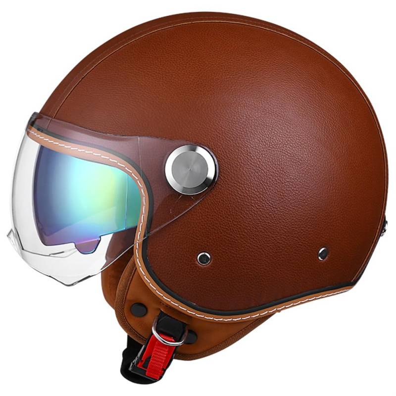 Motocross-Helme Doppelte Linsen Ganzjahres-Open-Face-Helme für Motorradhelm Klassischer Roller Sicherer Herren-Jungen-3/4-Helm Touring-Roller-Motorrad-ABS von 100junzidao